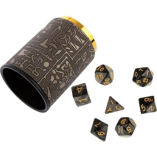 7 Set Polyhedral Dice with Dice Cup for Dungeons and Dragons DND RPG MTG (D20 D12 D10 D8 D6 D4) - Party Game Toys