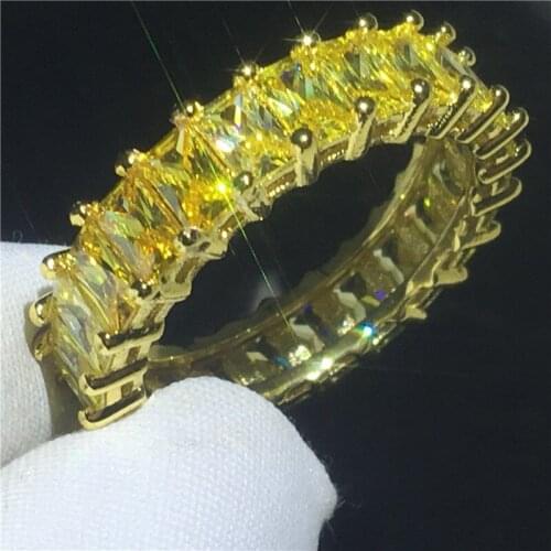 Princess cut Finger ring Silver color Promise AAAAA Zircon cz Cross Engagement wedding band rings for women men Gift