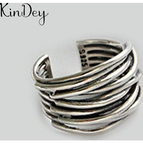 Wholesale Antique Silver Color Big Chains Rings For Women Statement Jewelry Finger Ring anillos mujer bijoux