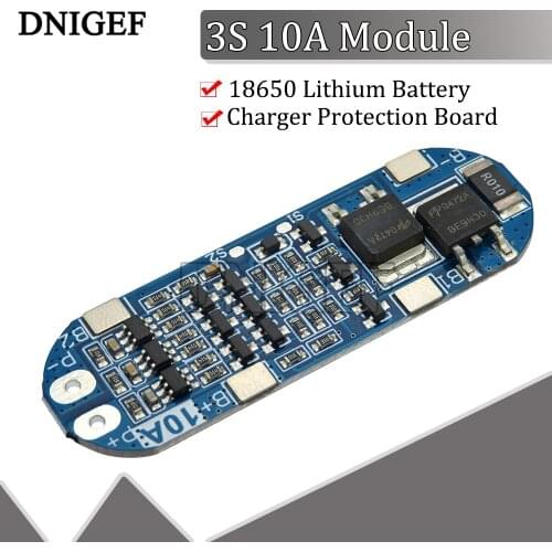 3S 10A 18650 Lithium Battery Charger Protection Board 11.1V 12V 12.6V Module for Li-ion Lipo Battery Cells BMS 3.7V