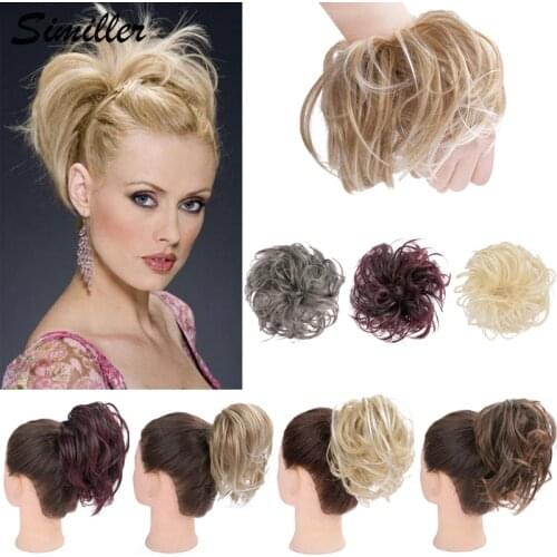Similler Fluffy Tousled Updo Hair Bun Synthetic Messy Hair Bun Extensions Elastic Hairpiece Rubber Band Curly Chignon for Women