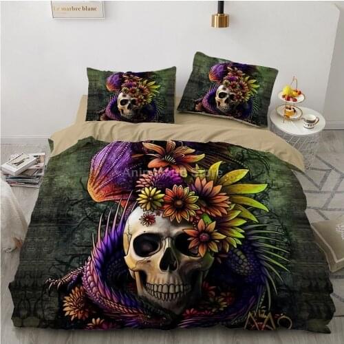 Snake Skull Bedding Set Flower Cool Bed Linen Quilt Duvet Cover Sets Home Textile Decor Twin Single Queen King Size Fashion Gift