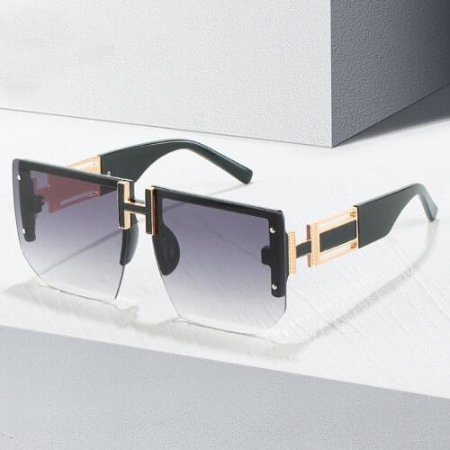 Luxury Brand Designer Rimless Oversized Sunglasses Women Men Fashion Vintage Travel Square Flat Top Sun Glasses For Female UV400