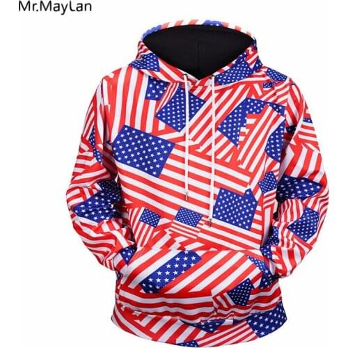 America Flag 3D Print Red White Stripes Hoodies Women/Men Unisex Casual Streetwear Pullovers Hood Sweatshirts Mens Tops Clothes