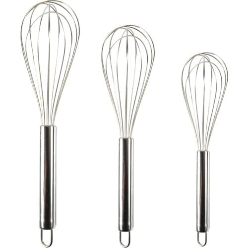 8" 10" 12" Egg Whisk Stainless Steel Whisk Kitchen Wire Balloon Whisk Milk Beater Egg Mixing Mixer Tools