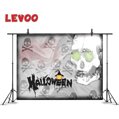 LEVOO Photographic Backdrop Happy Halloween Skull Skeleton Pumpkin Photo Backgorund Photography Props Vinyl Photocall Photo Zone
