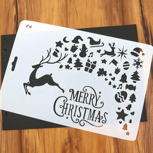 1PC Merry Christmas Hollow Painting Stencil Template DIY Scrapbooking Cards Paper Xmas Party Supplies