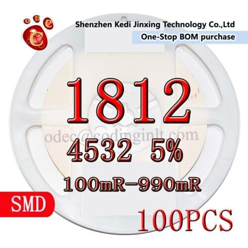 1812 4532 5% SMD resistor 100pcs 0.1R 0.12R 0.15R 0.2R 0.22R 0.24R 0.3R 0.33R 0.36R 0.39R 0.43R 0.47R 0.51R 0.56R 0.62R 0.68R