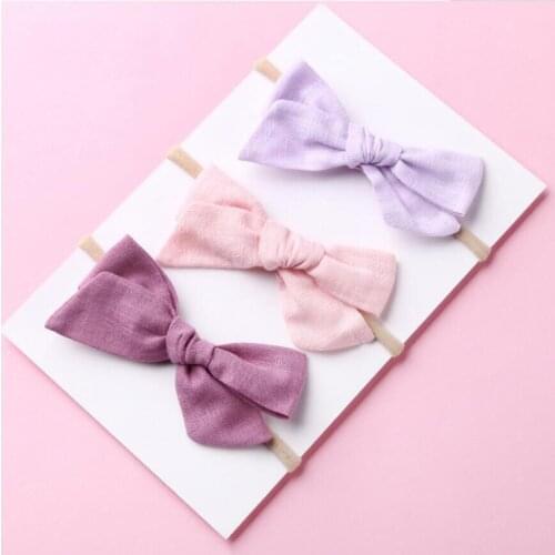18 Colors Linen Hair Bow With Nylon Headbands or Hair Clips,Newborn Kids Girls Bows Headband 36Pcs