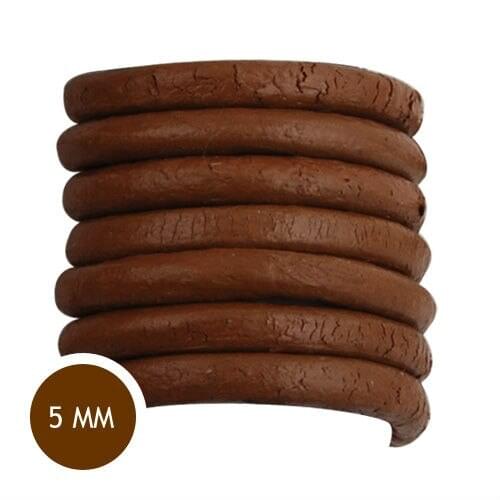 5.0mm Thickness Flat Woven Braided Faux Suede Leather Cord Light Coffee Round, Sold 25 yds/Roll