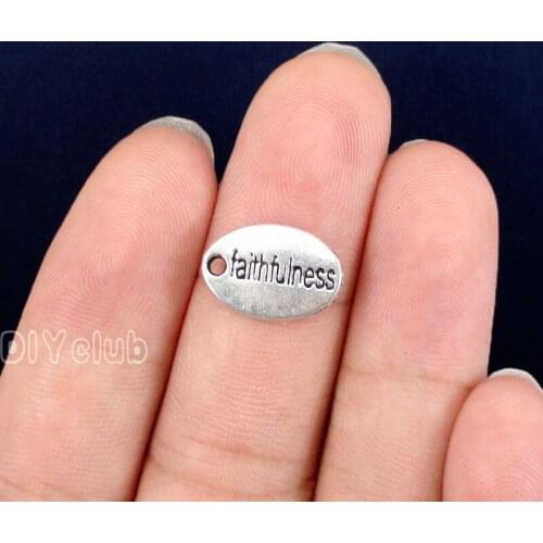 80pcs-Antique Tibetan Silver 2 Sided Faithfulness Charms Pendant 14x10mm