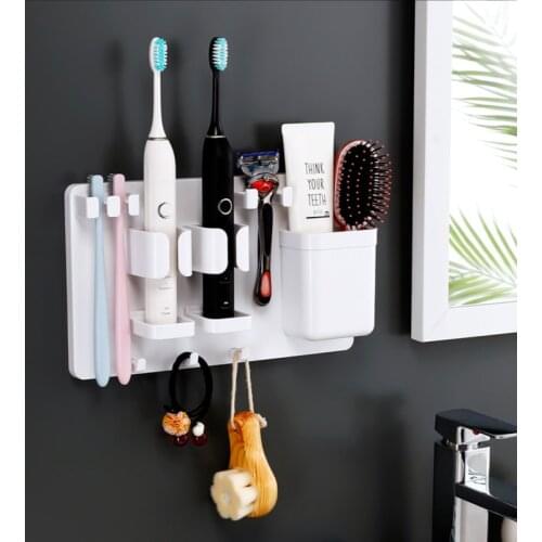 Home Bathroom Accessories Electric Toothbrush Shaver Toothpaste Loofah Organizer Box Wall Mounted Hanging Mount Shelf Hooks