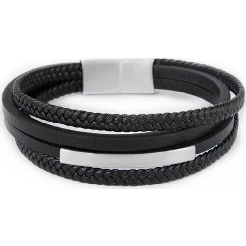 Genuine Bracelet Men/genuine leather/stainless steel/luxury/men bracelet charm handmade men jewelry leather bracelet