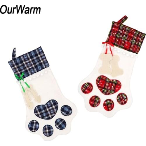 Large Christmas Stocking Dog Paw Pet Socks Kids Christmas Party Decoration New Year Gifts 2019 Bling Mermaid Fish Scale Gift Bag