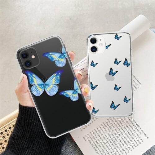 Clear Colorful Butterflies Case For iPhone 12 11 Pro Max 7 8 Plus 5S SE 6 6S 12 Mini X XR XS Max SE2020 Shockproof Back Cover
