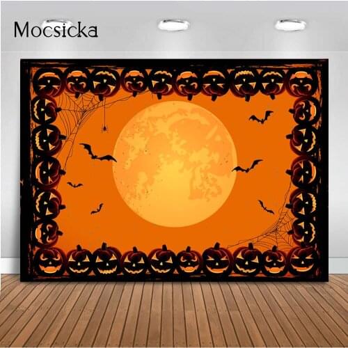 Horror Halloween Backdrop for Photography Full Moon Night Evil Pumpkins Photo Background Trick or Treat Nightmare Halloween