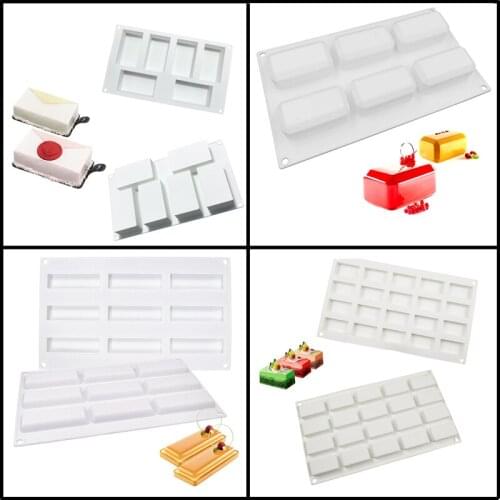 4 Types Rectangle-Shaped 3d Silicone Mold Cake Decorating Tools Chocolate Mousse Muffin Pan Kitchen Accessories Baking Form