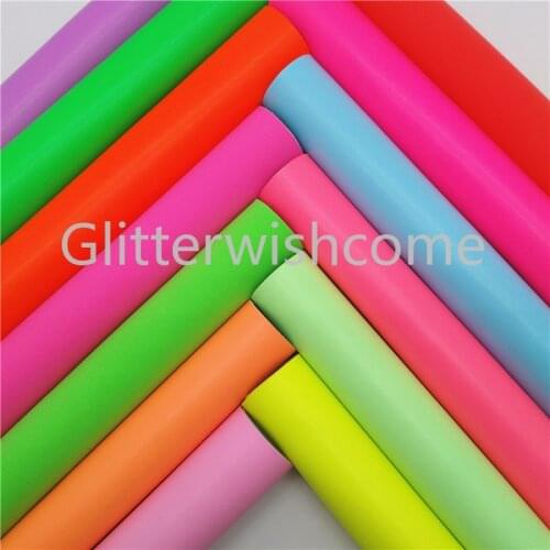 Glitterwishcome 21X29CM A4 Size Neon Faux Leather Fabric, Synthetic Leather Sheets, Fluo PU leather Fabric for Bows, GM432A