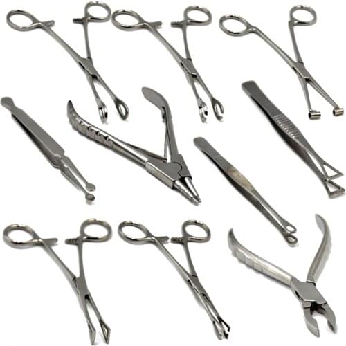 1Pc Surgical Steel Opening Closing Needle Ball Clamp Plier Different Open shape Tweezers Piercing Professional Puncture Tool