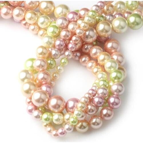Imitation pearls Lemon Yellow Pink Natural Shell Beads Loose Spacer Beads For Jewelry Making Diy Women Ear Bracelets 6/8/10/12mm