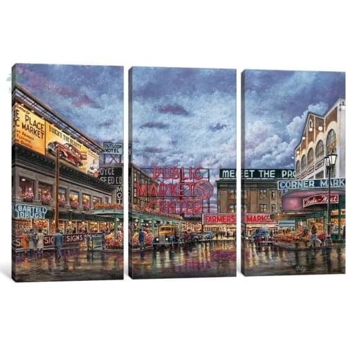 Pike Place Market Oil Painting Print On Canvas Artwork Indoor Decoration