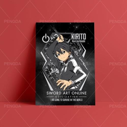 Canvas Pictures Home Black Boy Anime Decoration Paintings Sword Art Online Poster HD Prints Wall Art Modular Living Room Framed