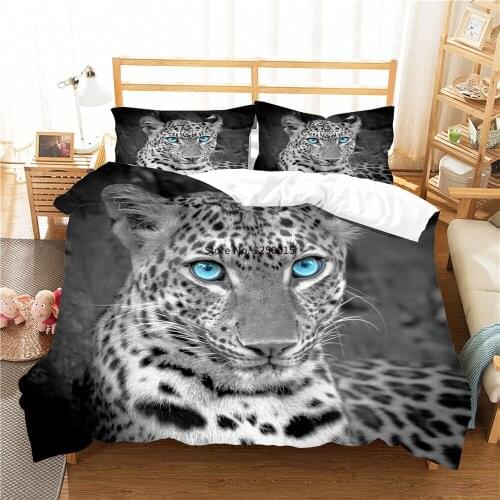 3D Prited Leopard Duvet Cover Set Animals Bed Cover Skin-Friendly Kids Home Bedding Sets Teens Single Double Quilt Cover Custom