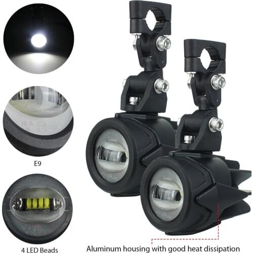 40W Motorcycle LED Auxiliary Fog Light Kits Spot Driving Lamps with Protect Guards Wiring Harness For for BMW R1200GS F800GS