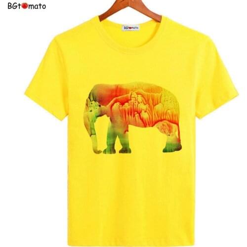 BGtomato colorful elephant t-shirt cool animal streetwear new style tee shirt homme oversized t shirt gothic t shirt men