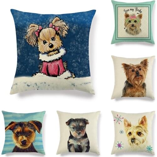 45cm*45cm Yorkie dog linen/cotton throw pillow covers couch cushion cover home decorative pillow covers