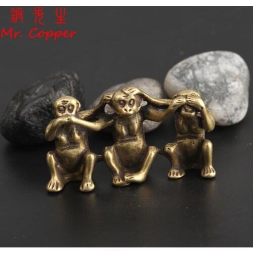 Copper Three Monkeys Feng Shui Creative Crafts Home Decorations don't Say don't Listen don't See Monkey Figurines Ornaments Gift