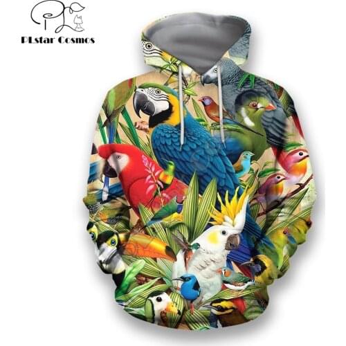Beautiful Love Parrot 3D All Over Printed Mens autumn Hoodie Harajuku Unisex Casual Pullover Streetwear Jacket Tracksuits DK235