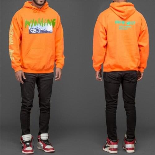 2018 Kanye West Wyoming LISTENING PARTY Hoody Season 5 OVERSIZE Mountains Pattern Letter Printing Men Hoodies Hip Hop Sweatshirt