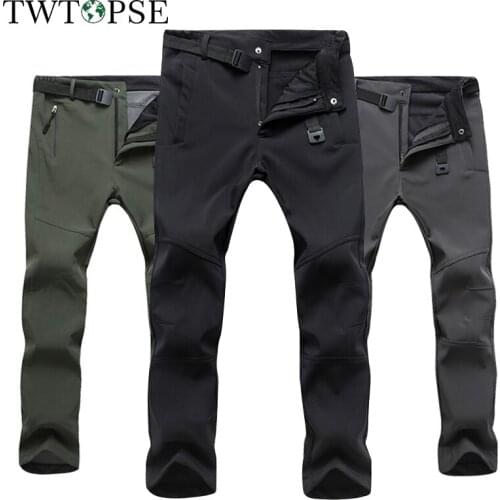 TWTOPSE Men Winter Cycling Pants Bike Bicycle Warm Fleece Water Resistant Windproof Sport Trousers Hiking Camping Skiing Pants