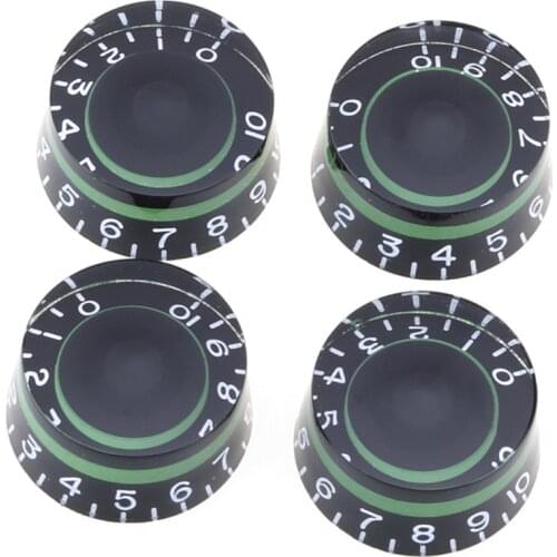 Musiclily Pro Metric Size 18 Splines Speed Control Knobs for Asia Import Guitar Bass Split Shaft Pots, Green (Set of 4)
