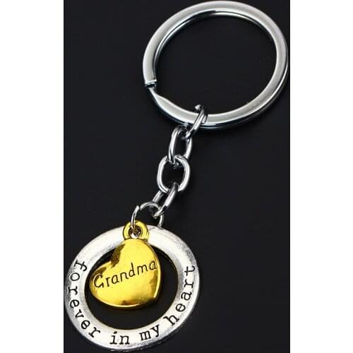 New Forever In My Heart Love Souvenirs Family Member Grandma Gold Accessories Keyring Party Gifts Key Ring Chain Keychain