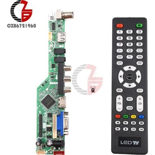 Upgrade 1920x1080 12V Digital V29 LCD Controller Driver Board TV Motherboard HDMI VGA AV TV USB Interface with Remote Control