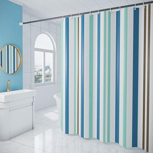 Stripe Printed Refreshing Quick Dry Shower Curtain Bathroom Curtains Home Decoration Polyester Waterproof YL-0010