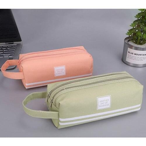 Portable Large Capacity Zipper Pen Bag Pencil Case Stationery Storage Pouch