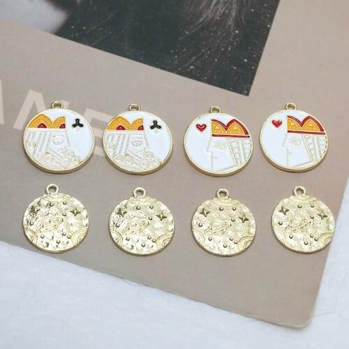 6pcs Hot Style poker round card space round Statement Earrings for Women Fashion pendant diy jewelry accessories materials