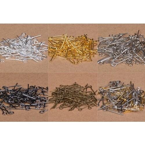 200Pcs/Lot 16-45mm Eye Pins Head Pin Needles Tassel Necklace Beading Making Earrings Clasp Hooks Metal Wire Connector Findings