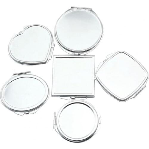Stainless Steel Portable Cat Head Love Heart Round Square Folding Mirror Makeup Cosmetic Tool Cosmetic Make Up Double Mirror