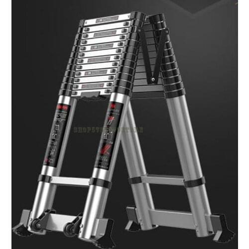 Thickened Aluminum Alloy Telescopic Ladder Household Folding Double-sided Herringbone Engineering Fire Fighting Rack Triangle Co