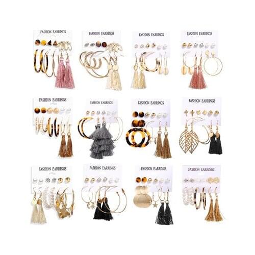 Vintage Leopard Acrylic Earrings For Women Spring Summer tassel Earrings Sets Dangle Earring 2021 Brincos Female Bohemia Jewelry