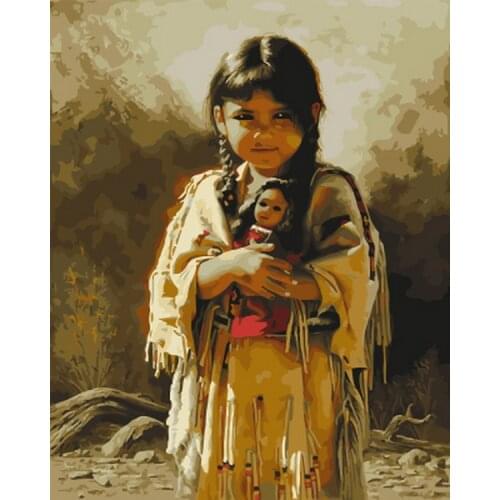 Frameless diy picture oil painting by numbers wall decor painting on canvas for home decor 4050 little girl