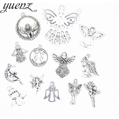 YuenZ 13pcs Mix charms Antique silver color Metal angel elf charm fit necklace Bracelets jewelry making U018