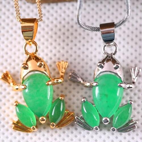 Jewelry Gift for Women Men 19x23MM Animial Frog Bead Natural Stone Green Jades Pendant 1Pcs K272-273