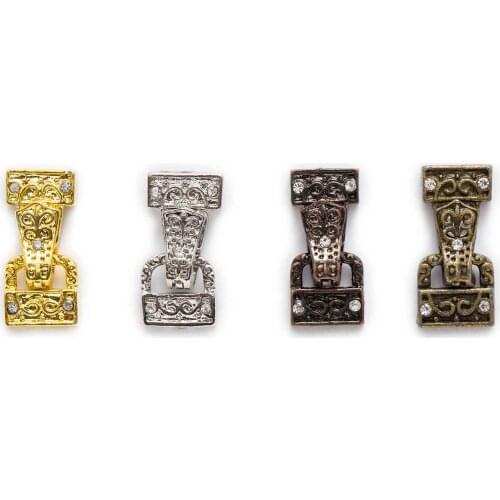 1 Set Rhinestone Flower Pattern Magnetic Clasps Connectors Findings Jewelry Making Accessories 28x13mm