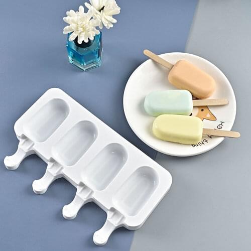 4 Cell Big Size Silicone Ice Cream Mold Popsicle Molds DIY Homemade Dessert Freezer Fruit Juice Ice Cube Tray Barrel Maker Mould