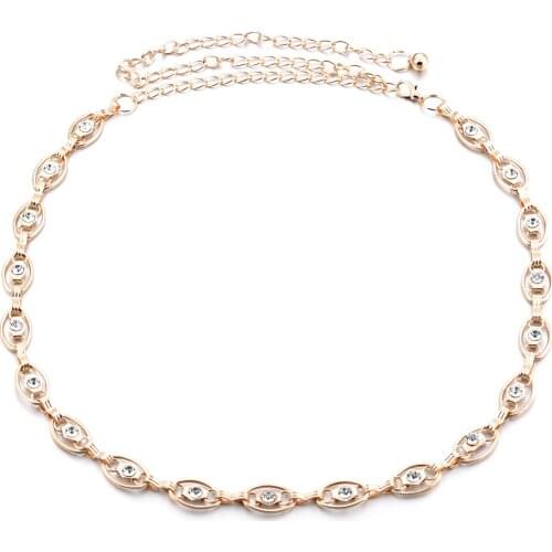 Shiny Rhinestone Ladies Womens Chain Belt Diamante Diamond Belt for Party Feast